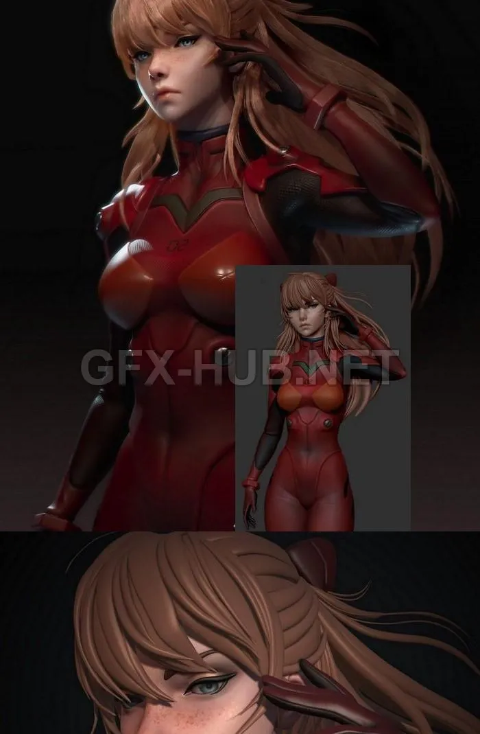 PBR Game 3D Model – Asuka Concept Character