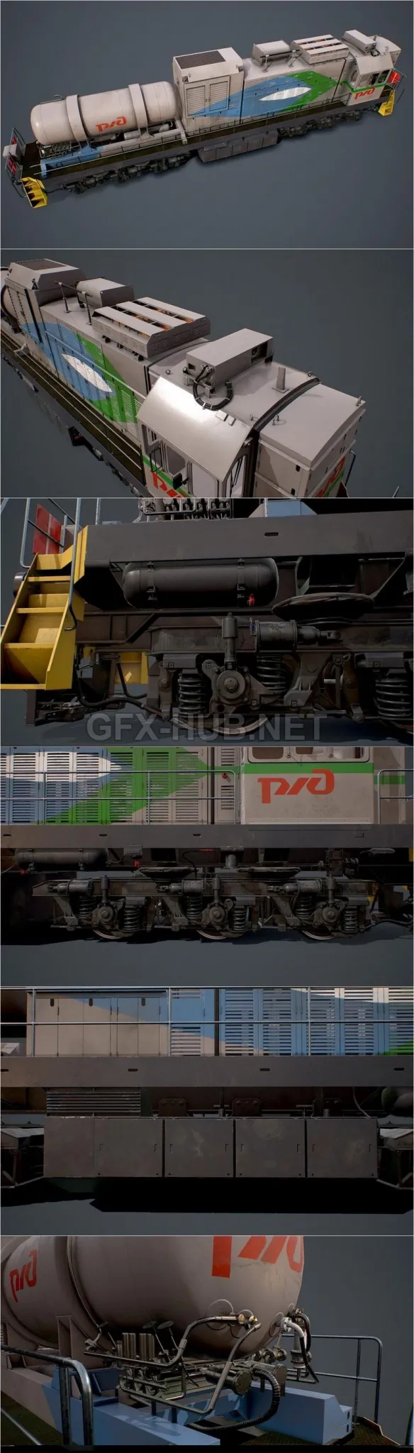 PBR Game 3D Model – TEM-19 Experimental Locomotive