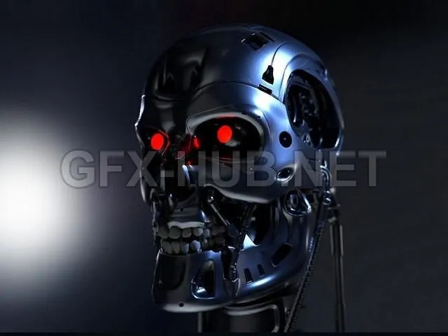 PBR Game 3D Model – Terminator 2 Judgement Day Skull