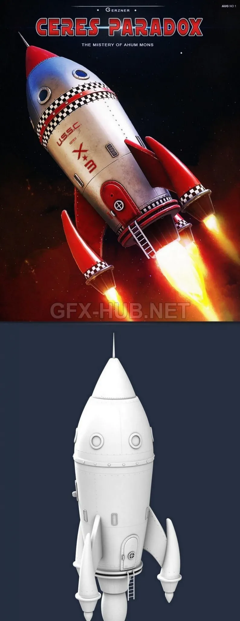 PBR Game 3D Model – The Ceres Paradox Toon Rocket