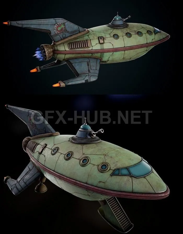 PBR Game 3D Model – The Futurama Planet Express Ship