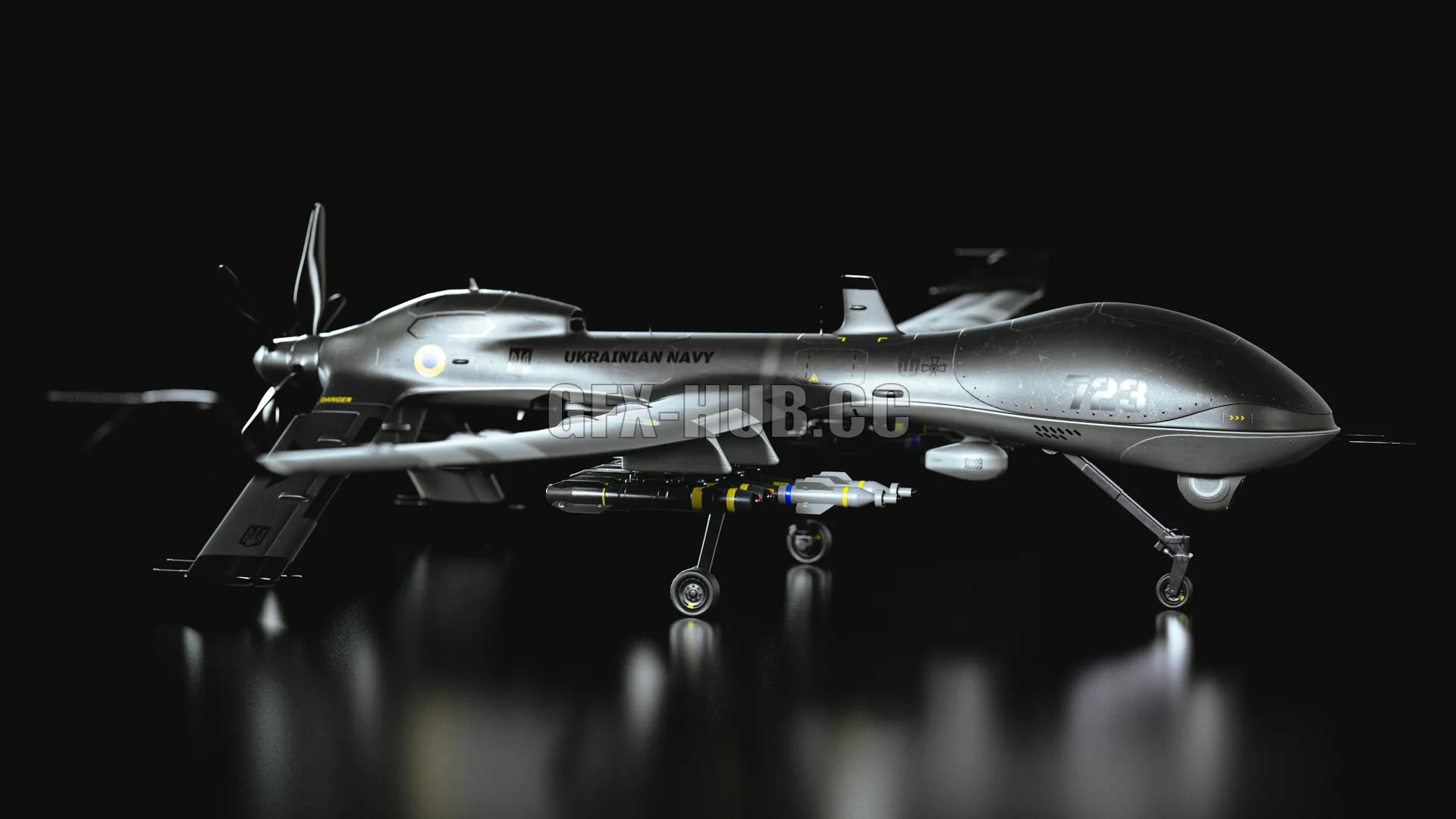 PBR Game 3D Model – The General Atomics MQ-1 UAF SEAGULL