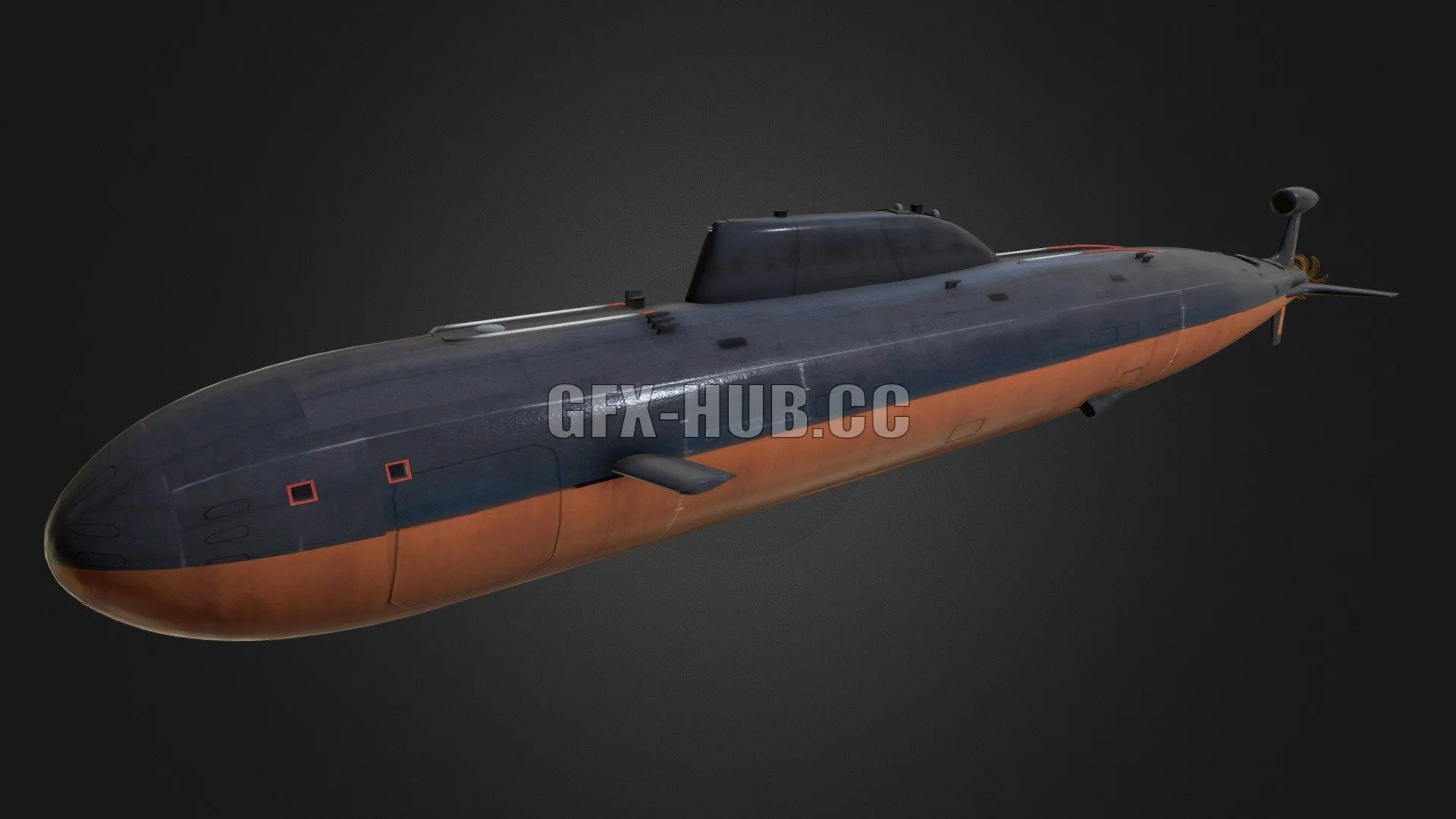 PBR Game 3D Model – The nuclear submarine project 945 Barracuda