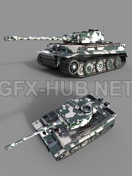 PBR Game 3D Model – Tiger 1 Tank ww2 German Army