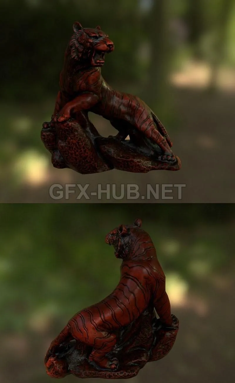 PBR Game 3D Model – Tiger Statue