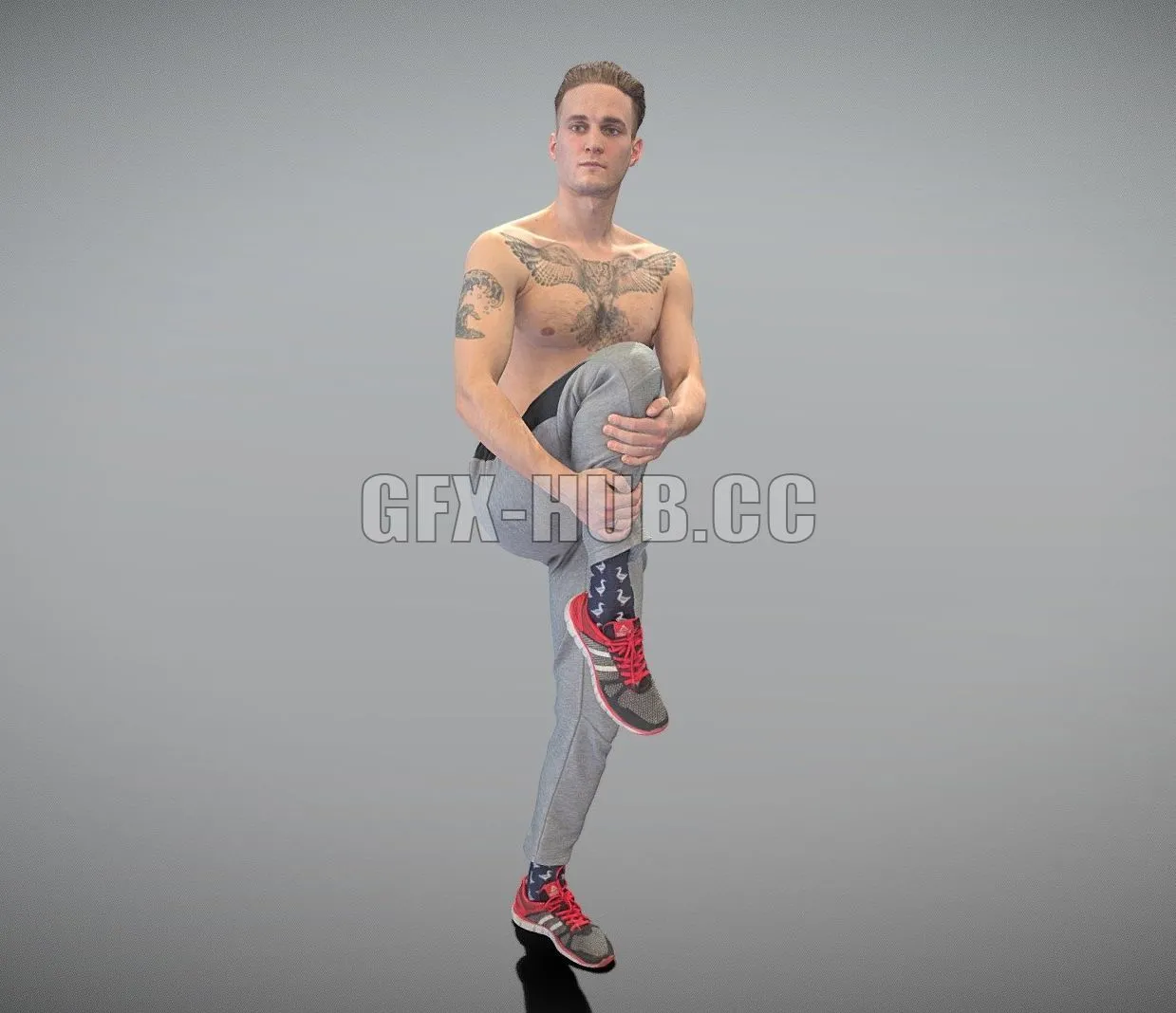 PBR Game 3D Model – Athletic man stretching leg 366