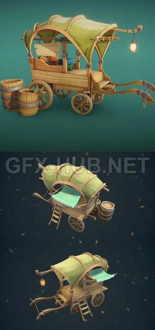 PBR Game 3D Model – Trade’s cart (FBX)