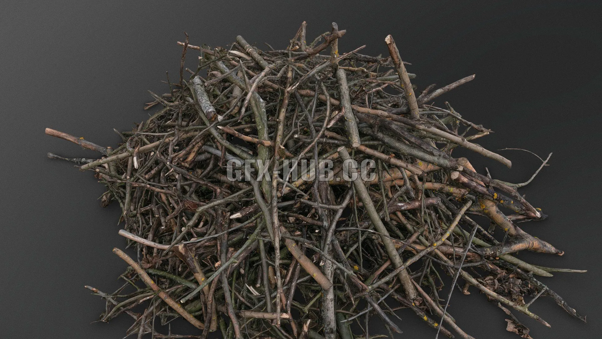 PBR Game 3D Model – Tree branches pile