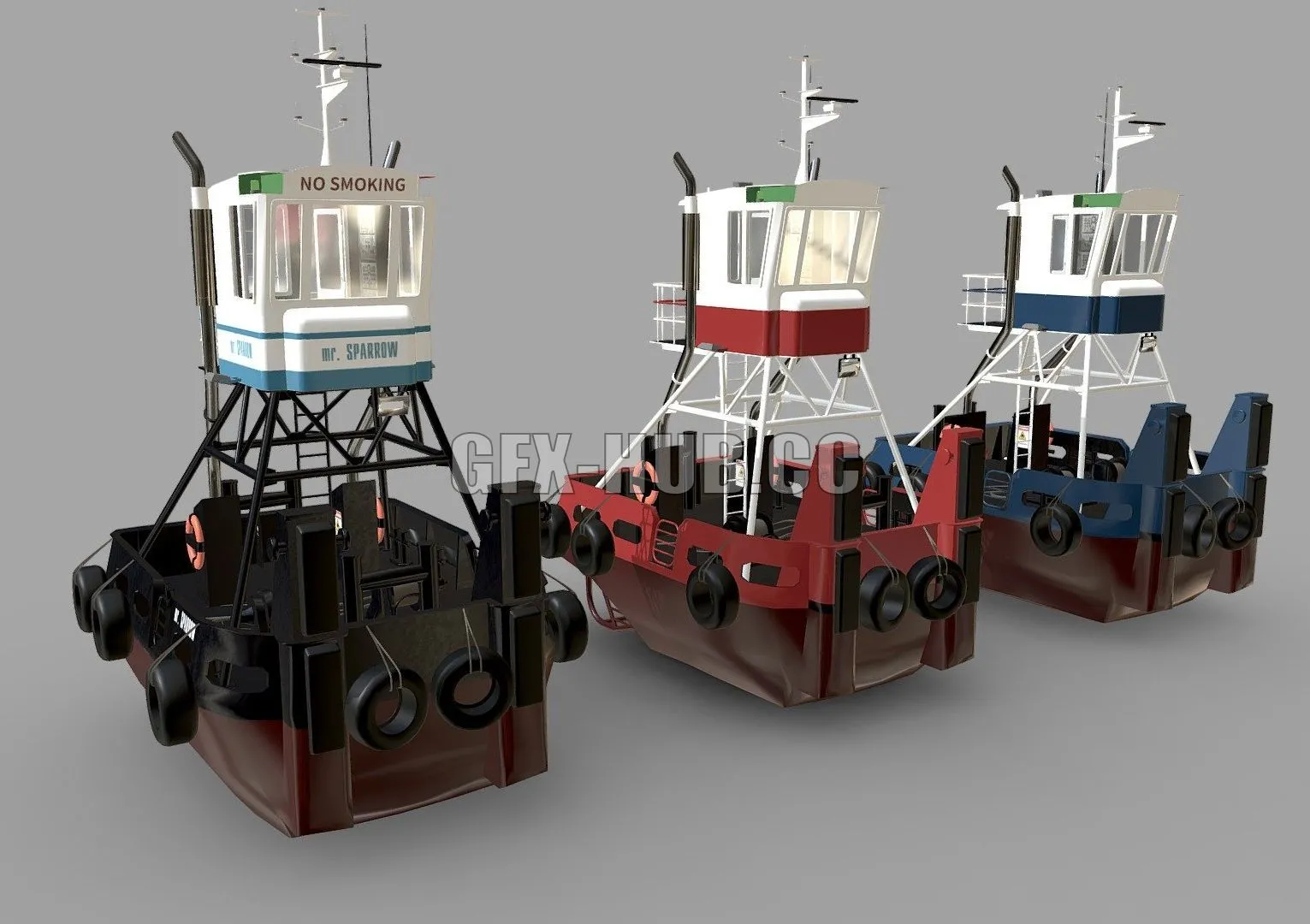 PBR Game 3D Model – Truckable Push Boats