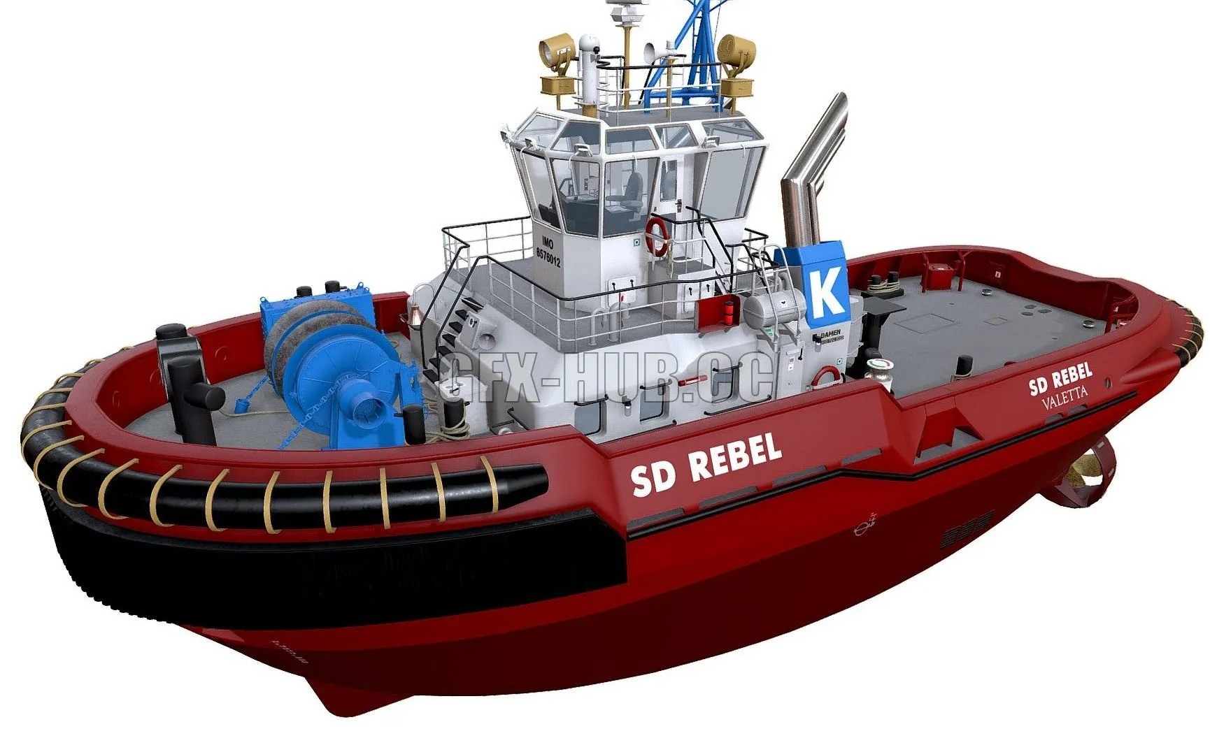 PBR Game 3D Model – Tugboat ASD 2810 red