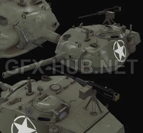 PBR Game 3D Model – Turret M24 Chaffee PBR