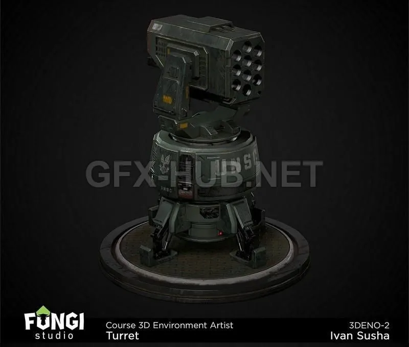 PBR Game 3D Model – Turret