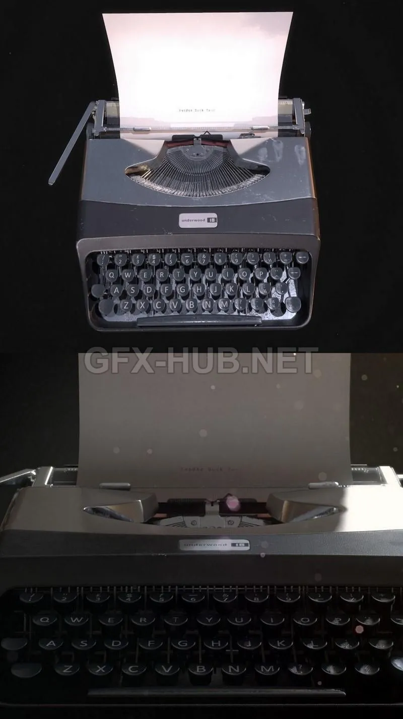 PBR Game 3D Model – Typewriter Underwood 18