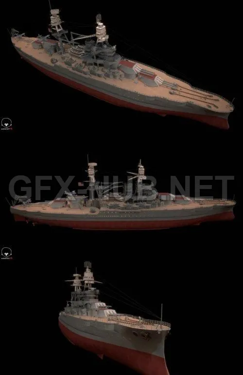 PBR Game 3D Model – USS Arizona – Pennsylvania Class Battleship