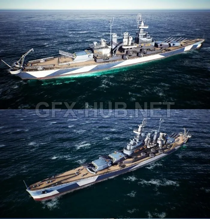 PBR Game 3D Model – USS Carolina battleship