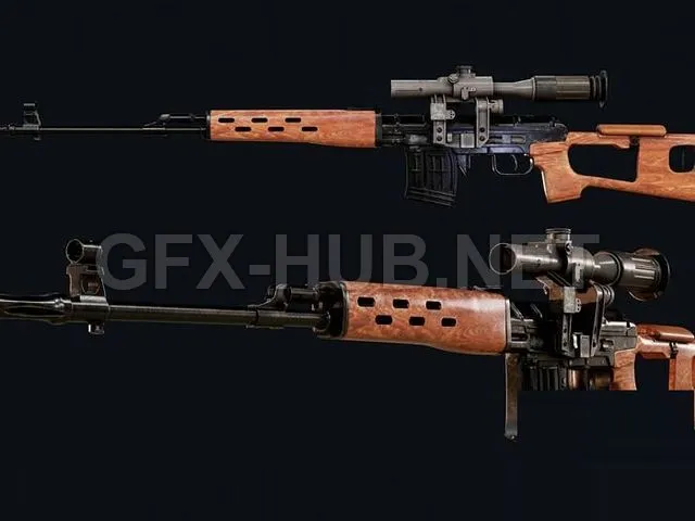 PBR Game 3D Model – USSR Dragunov Sniper Rifle