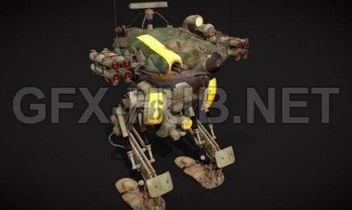 PBR Game 3D Model – Atom Punk Mecha Tank PBR