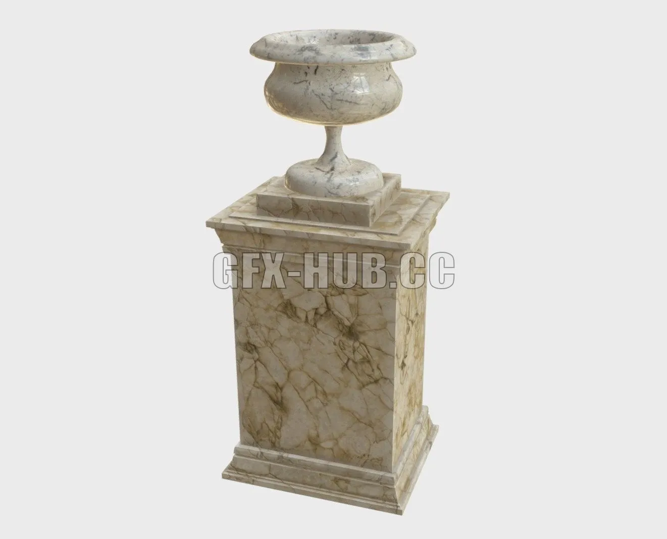 PBR Game 3D Model – Vase on a pedestal