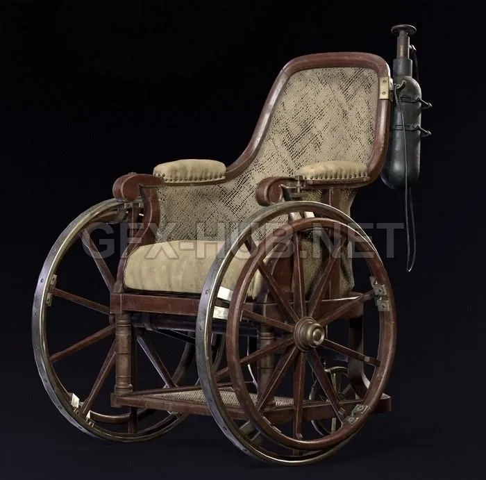 PBR Game 3D Model – Victorian Wheelchair