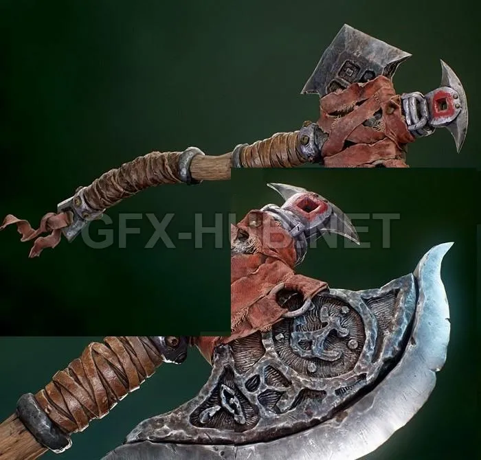 PBR Game 3D Model – Viking axe – realtime asset
