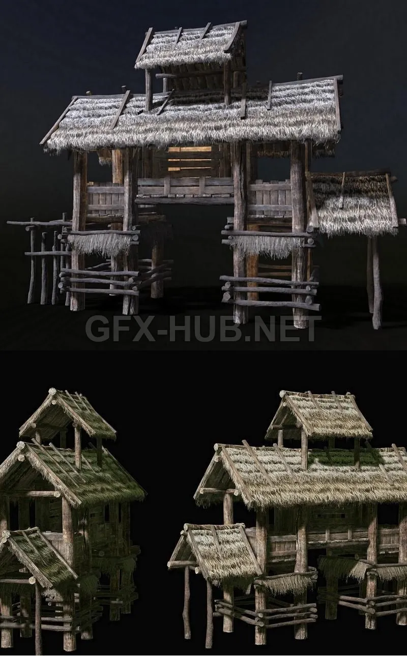 PBR Game 3D Model – Village Gate
