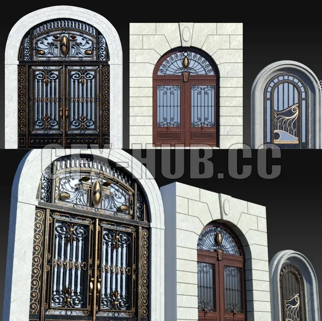 PBR Game 3D Model – Vintage Art Nouveau Gates
