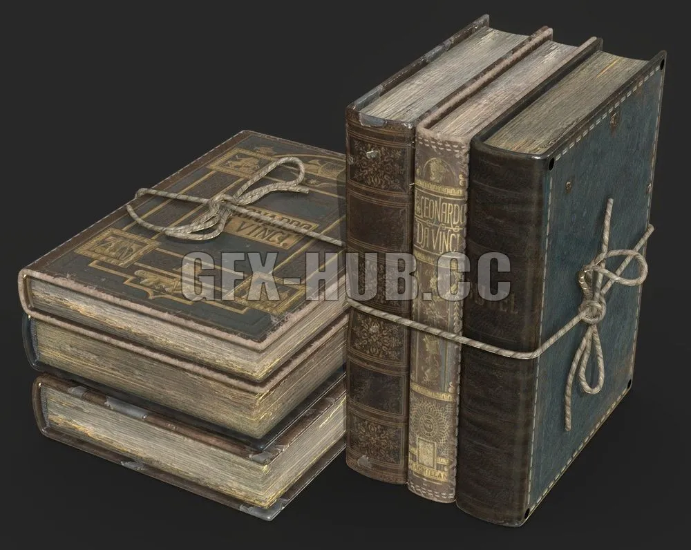 PBR Game 3D Model – Vintage Books PBR
