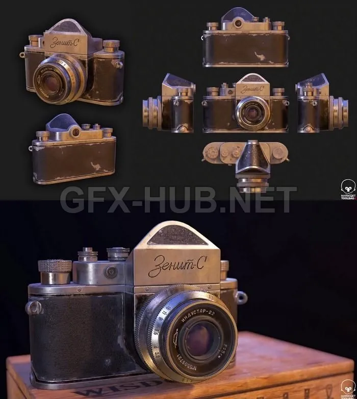 PBR Game 3D Model – Vintage Camera ZENIT-C