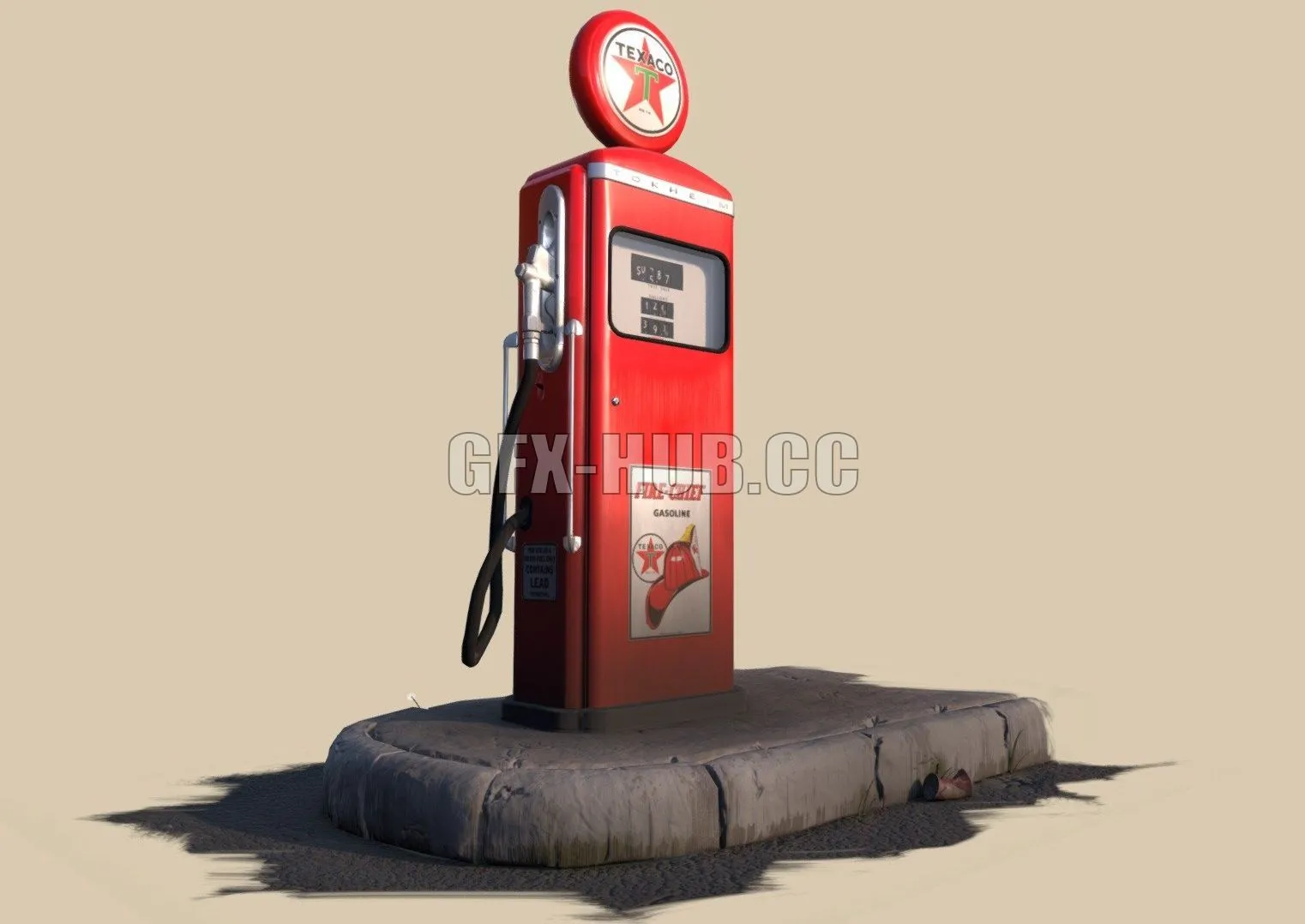 PBR Game 3D Model – Vintage Dirty Gas Station