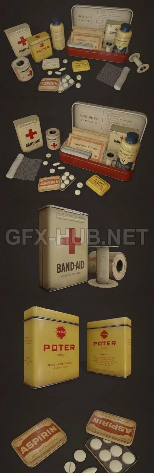PBR Game 3D Model – Vintage First Aid Kit