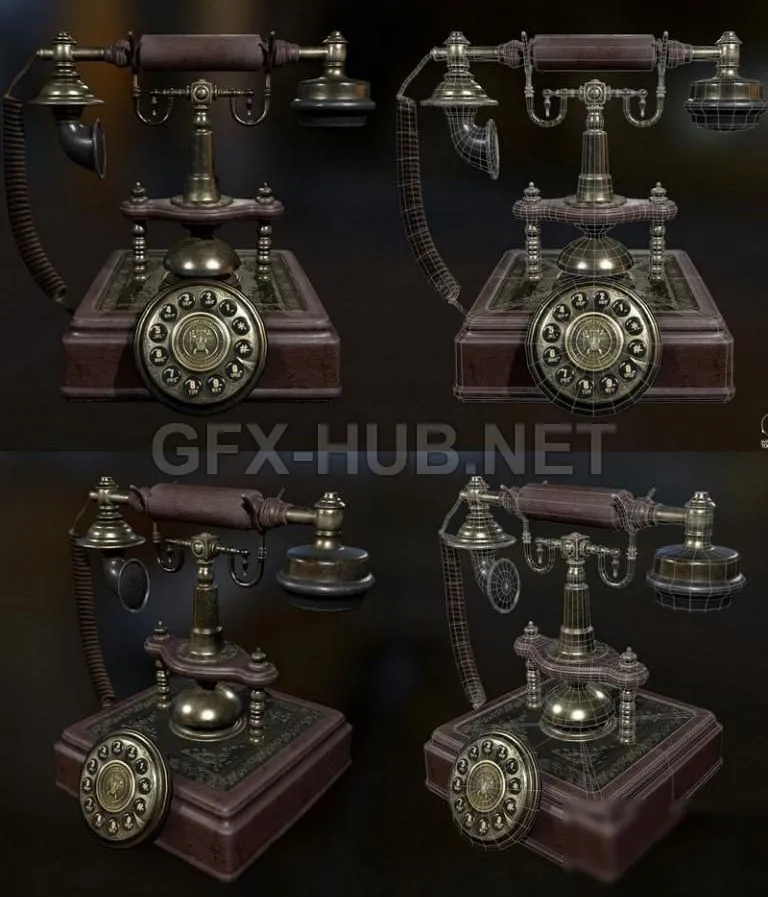 PBR Game 3D Model – Vintage Telephone PBR