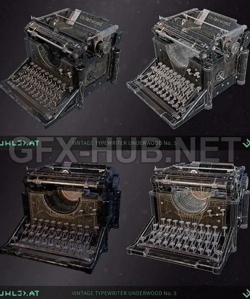 PBR Game 3D Model – Vintage Typewriter PBR