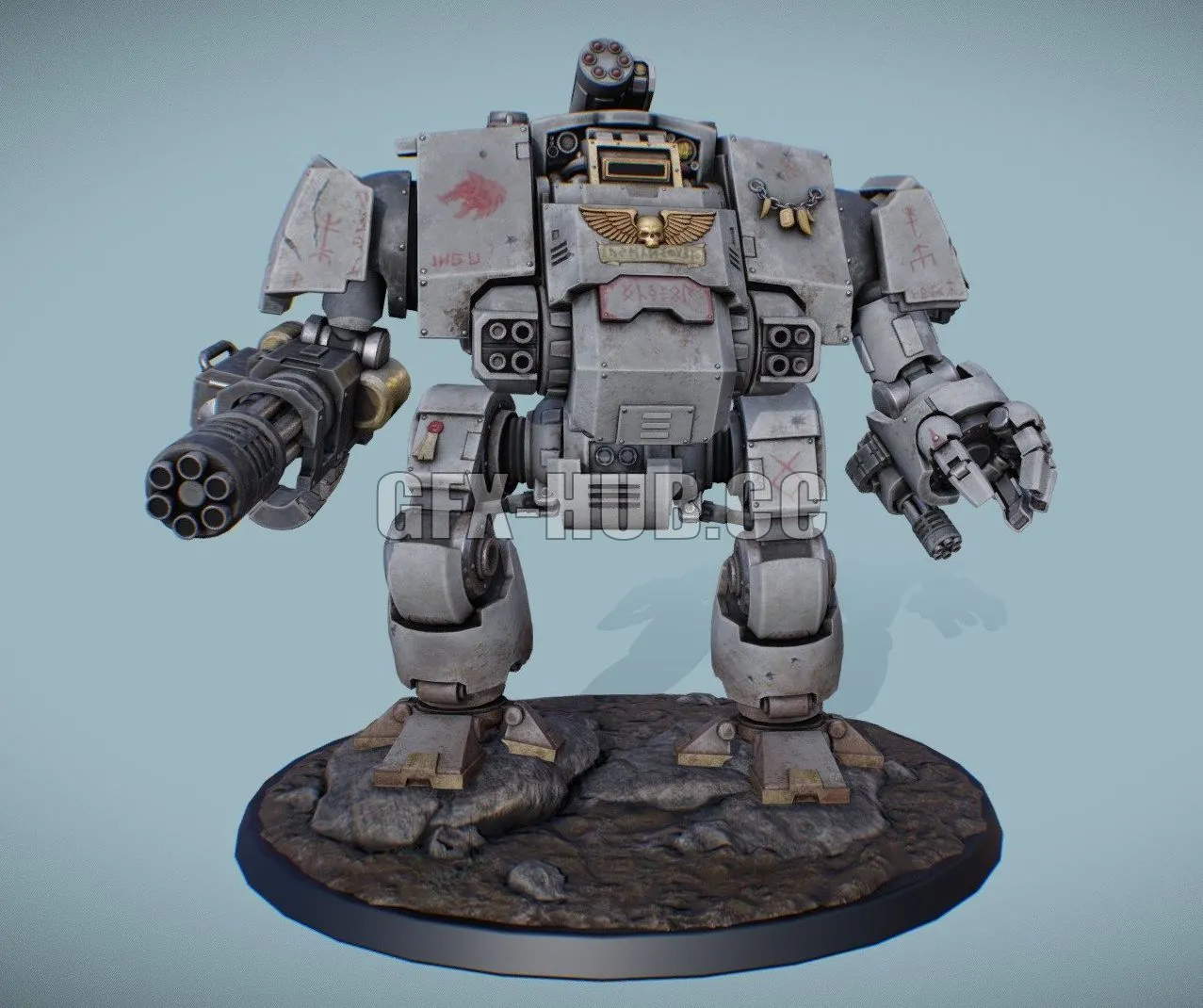 PBR Game 3D Model – W40k space wolf dreadnought redemptor