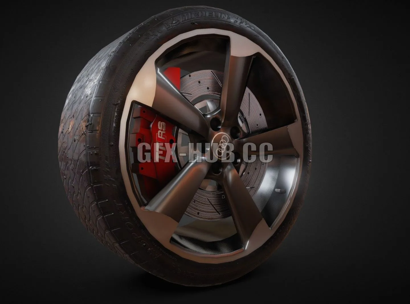PBR Game 3D Model – Audi TT Wheel