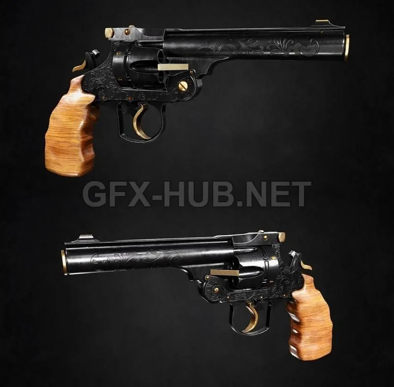 PBR Game 3D Model – WEBLEY MkV Revolver