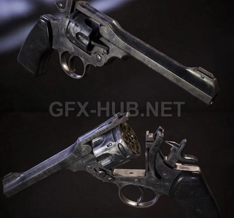 PBR Game 3D Model – Webley Revolver Mk IV