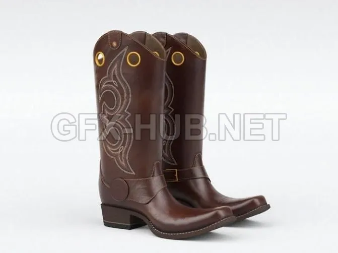 PBR Game 3D Model – Western Boots PBR