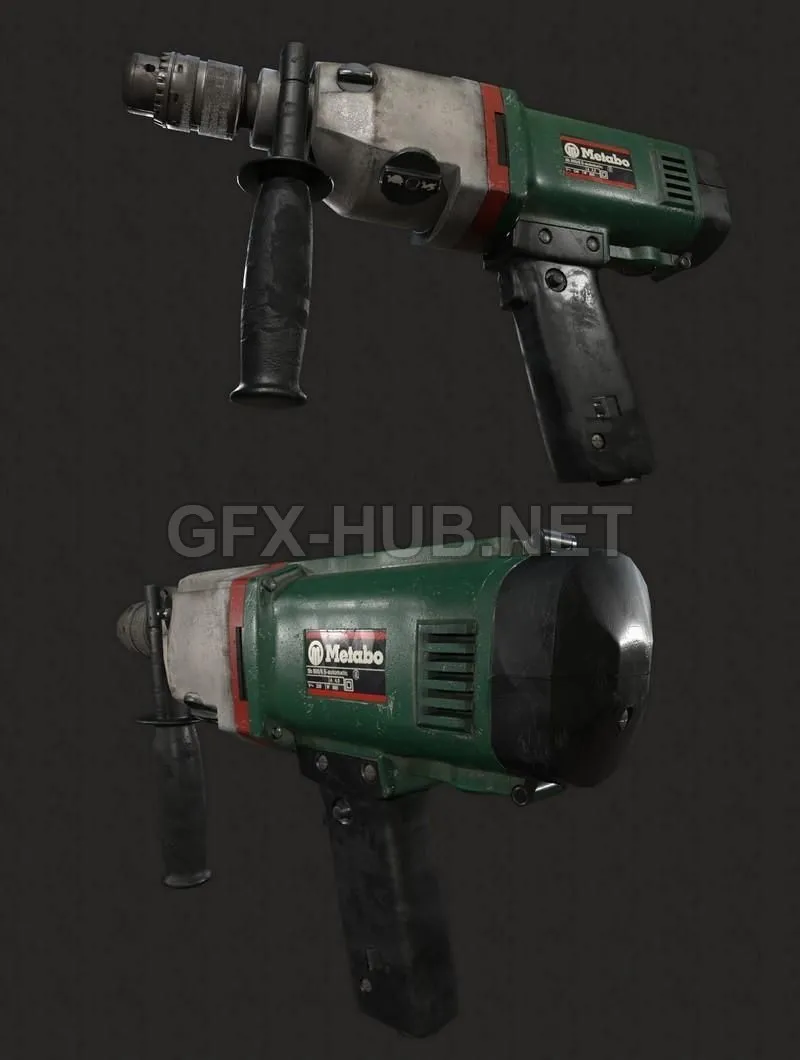 PBR Game 3D Model – 1975 Metabo Automatic Drill