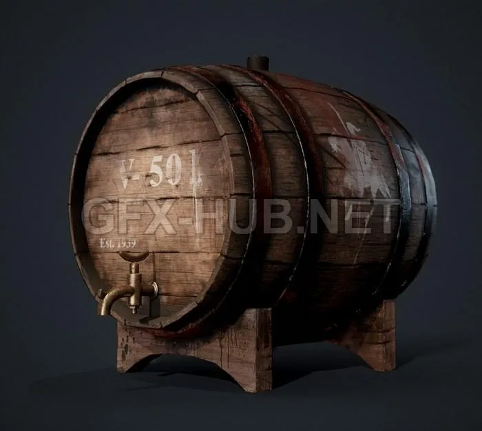 PBR Game 3D Model – Wine Barrel