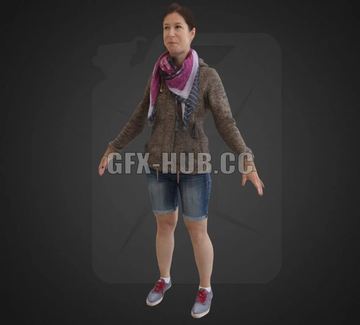 PBR Game 3D Model – Woman in a Shawl