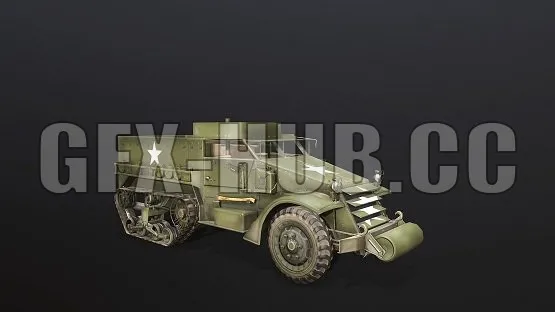 PBR Game 3D Model – Autocar M3A1 Half-Track