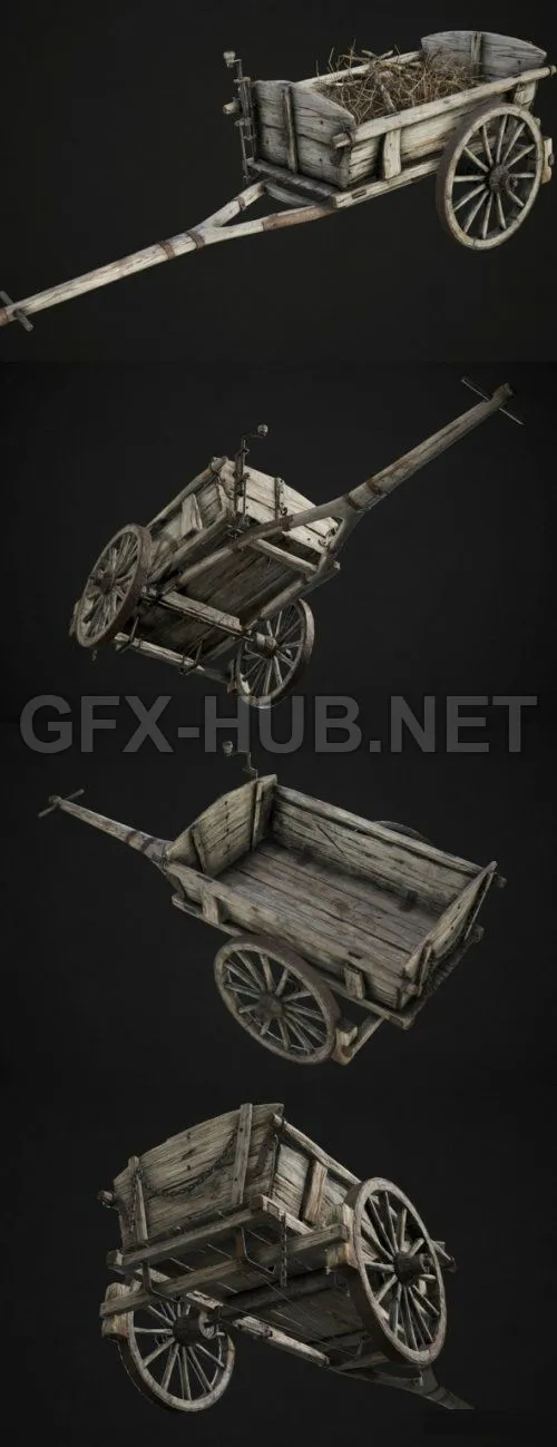 PBR Game 3D Model – Wooden Cart