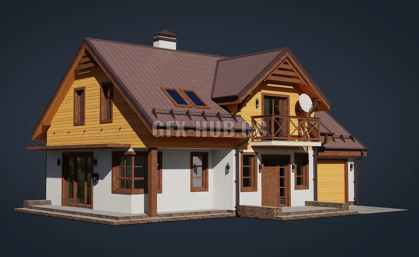 PBR Game 3D Model – Wooden cottage Low-Poly