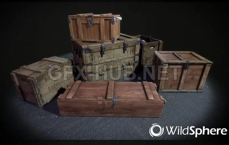 PBR Game 3D Model – Wooden crates