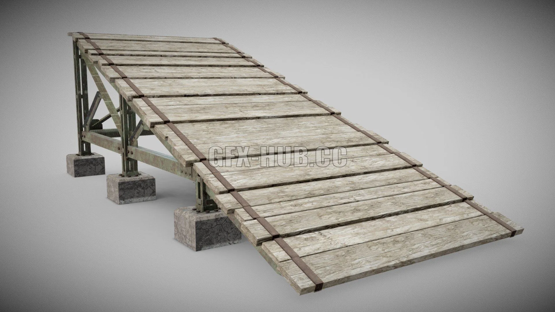 PBR Game 3D Model – Wooden Trampolin springboard jumping