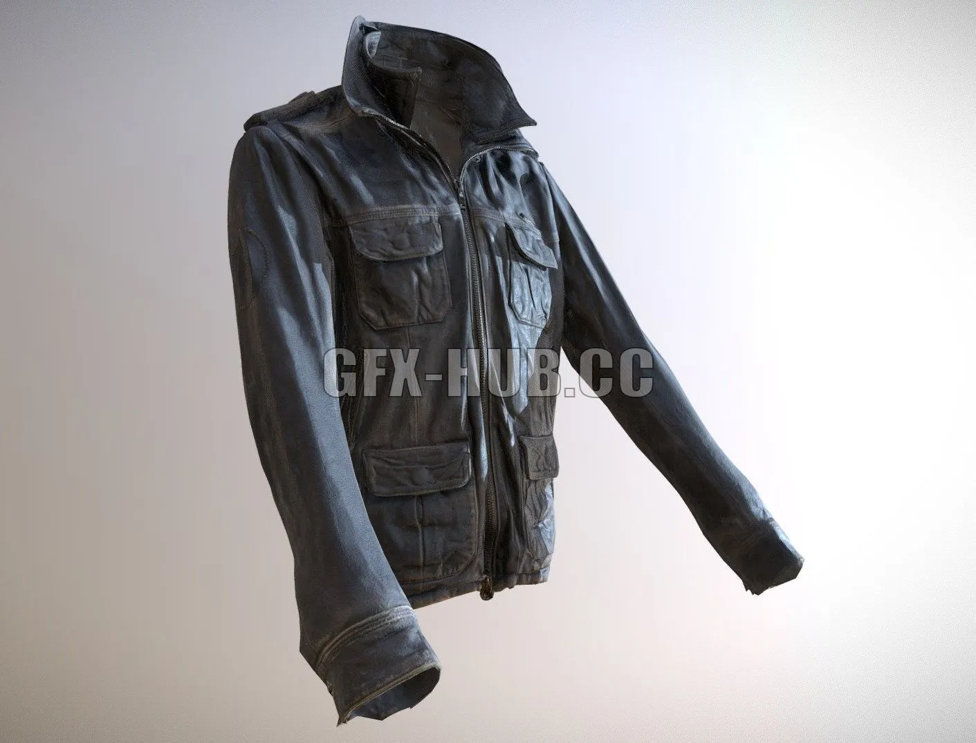 PBR Game 3D Model – Worn Leather Jacket PBR