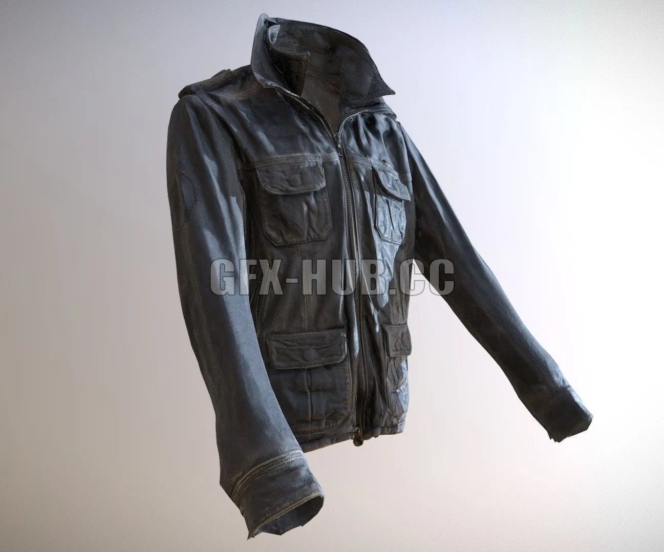 PBR Game 3D Model – Worn Leather Jacket Scan