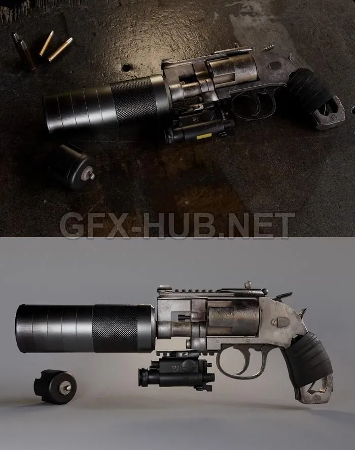PBR Game 3D Model – Wrecked Revolver
