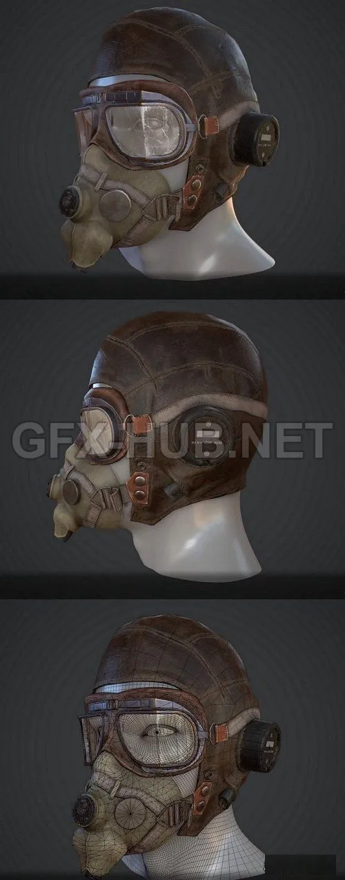 PBR Game 3D Model – WW2 Aviator Helmet PBR