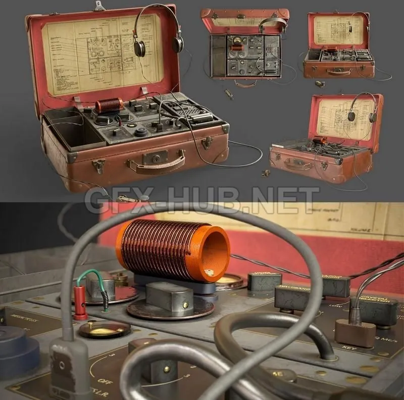 PBR Game 3D Model – WW2 British Spy Radio